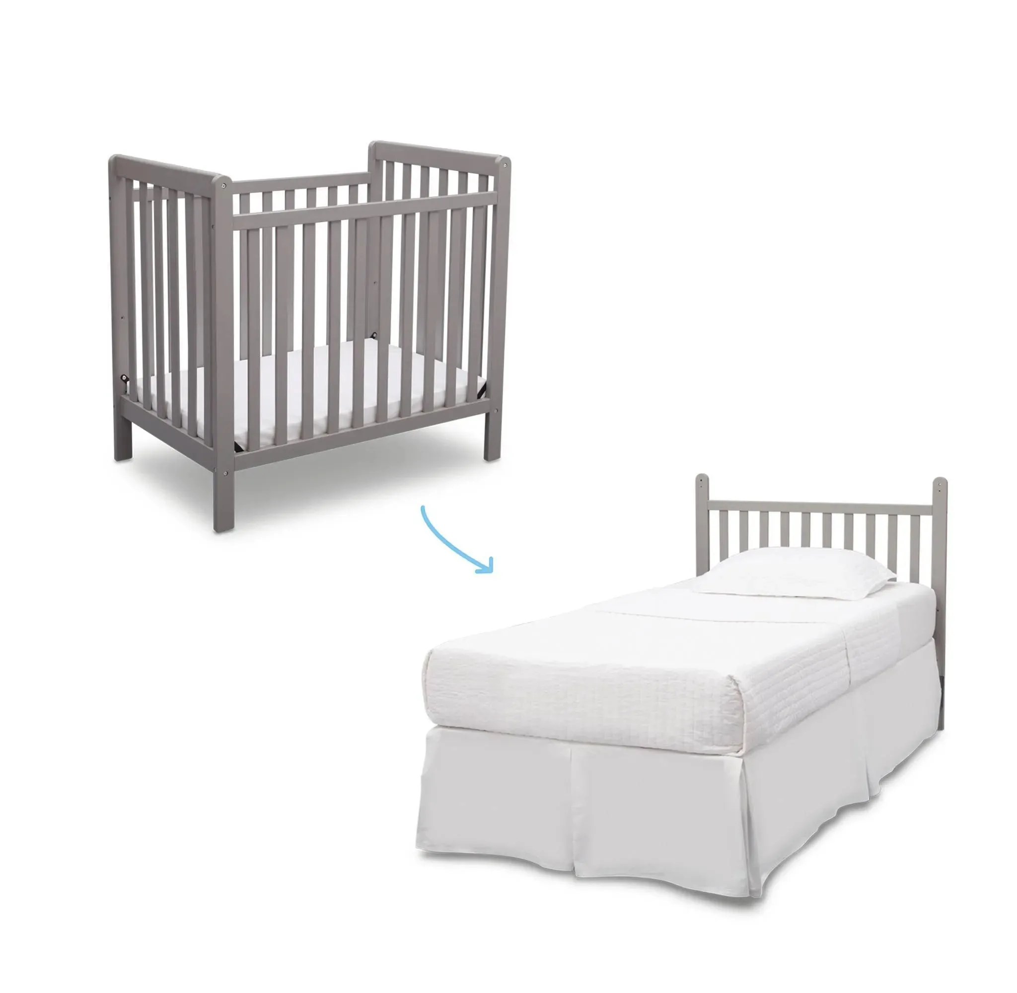 Delta Children Classic Mini Crib Convertible to Twin Bed - Gray