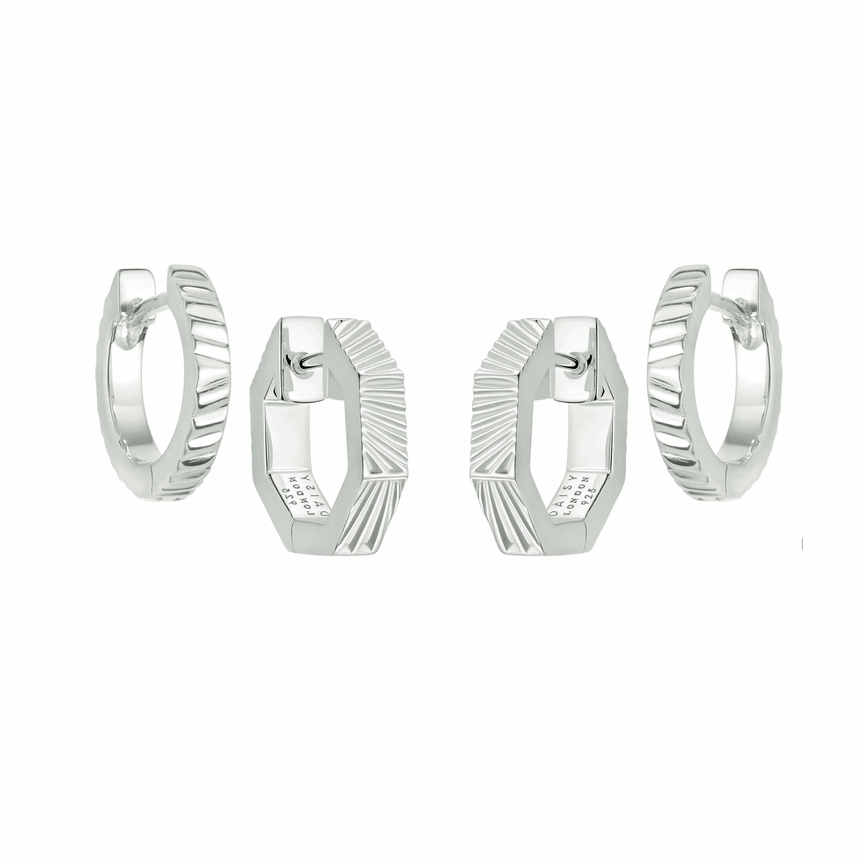 Double Huggie Earring Stack Sterling Silver