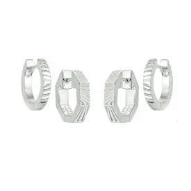 Double Huggie Earring Stack Sterling Silver