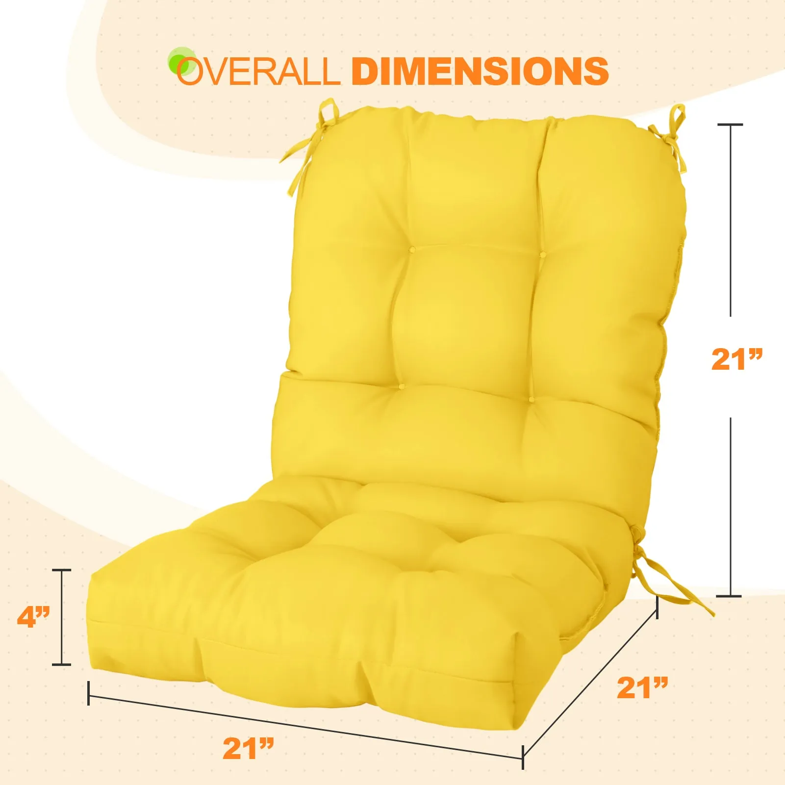 EAGLE PEAK Tufted Outdoor/Indoor Seat/Back Chair Cushion, Set of 2, 42'' x 21''