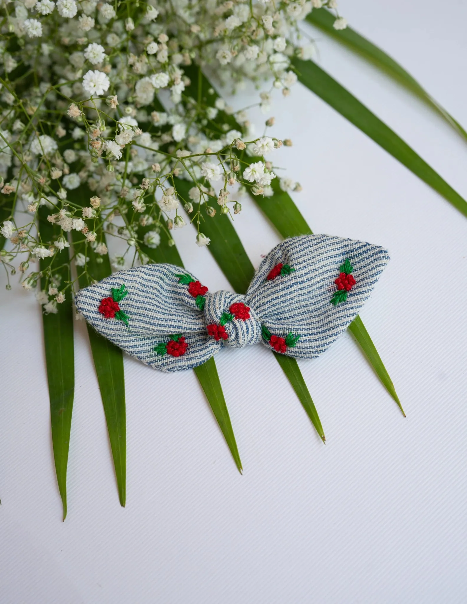 Embroidered Headbands | Cotton | Indigo Stripe | Infant and Girls