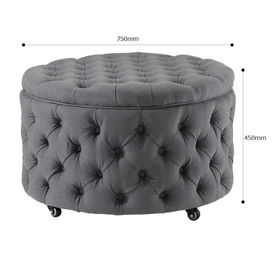 Emma Storage Ottoman Large 75cm Charcoal
