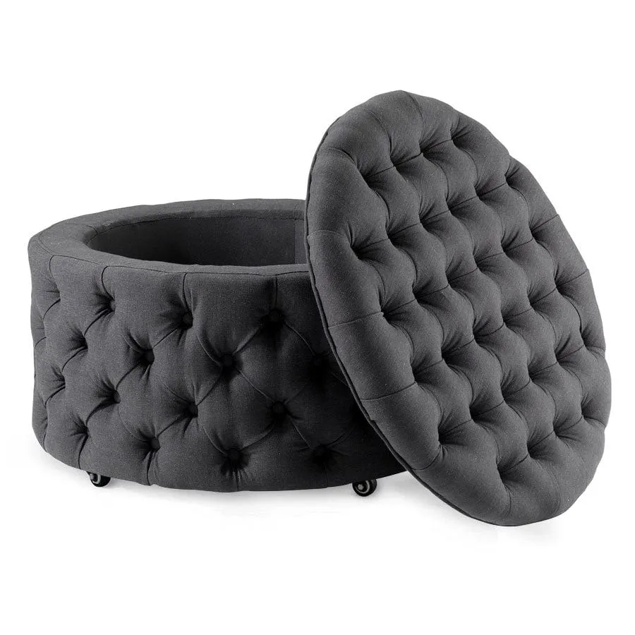 Emma Storage Ottoman Large 75cm Charcoal