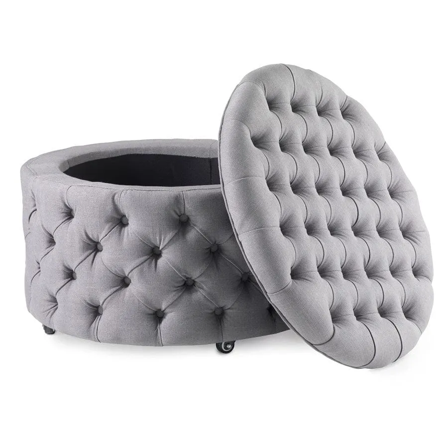 Emma Storage Ottoman Large 75cm Grey