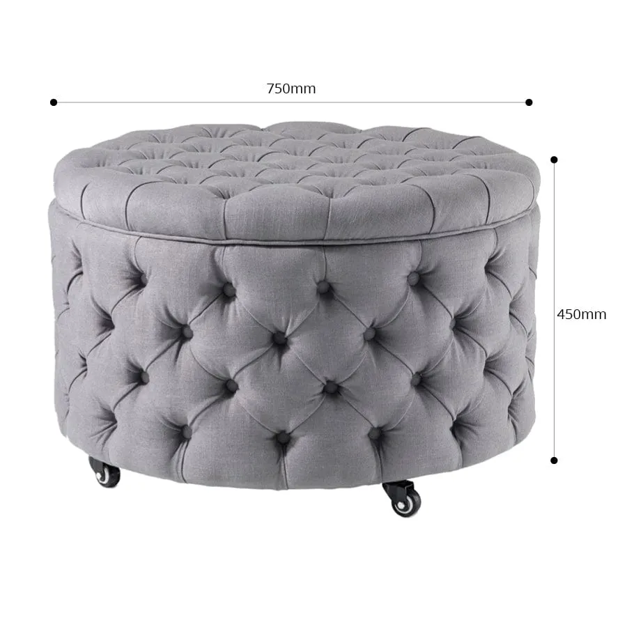 Emma Storage Ottoman Large 75cm Grey