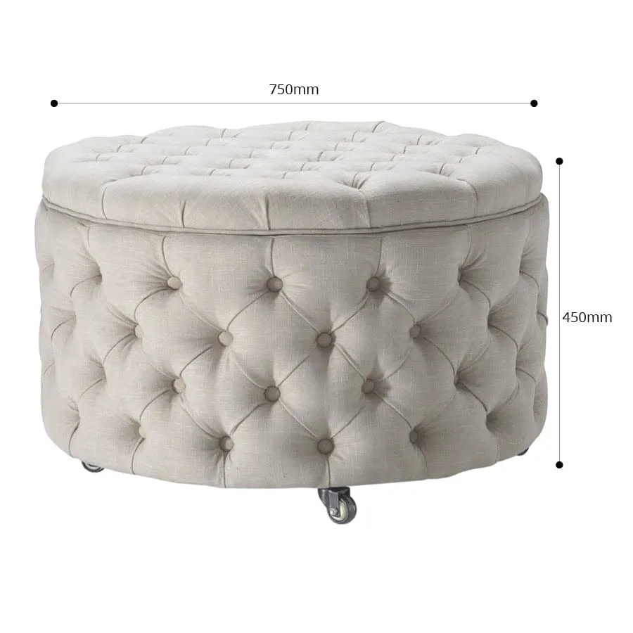 Emma Storage Ottoman Large 75cm Mushroom