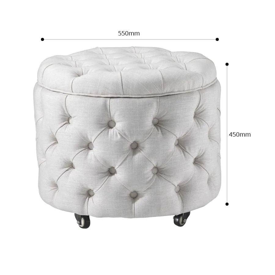 Emma Storage Ottoman Small Linen White