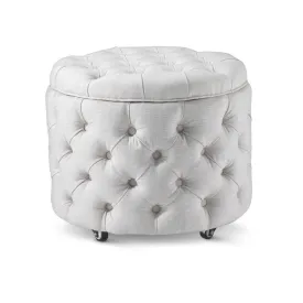 Emma Storage Ottoman Small Linen White