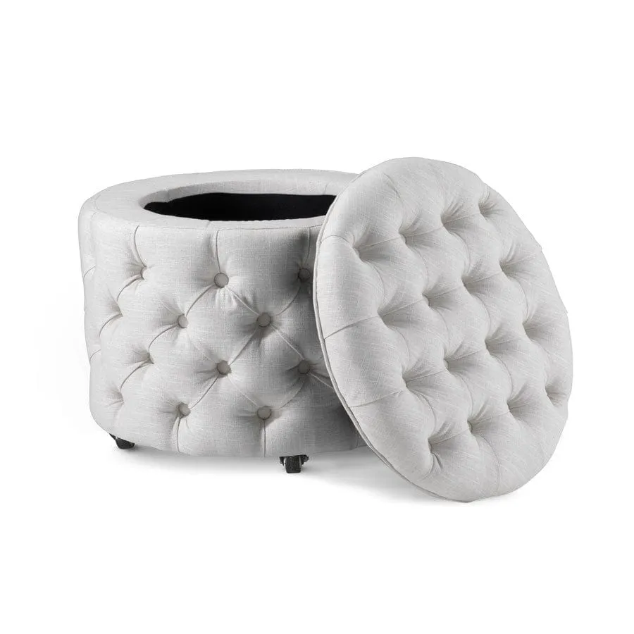 Emma Storage Ottoman Small Linen White