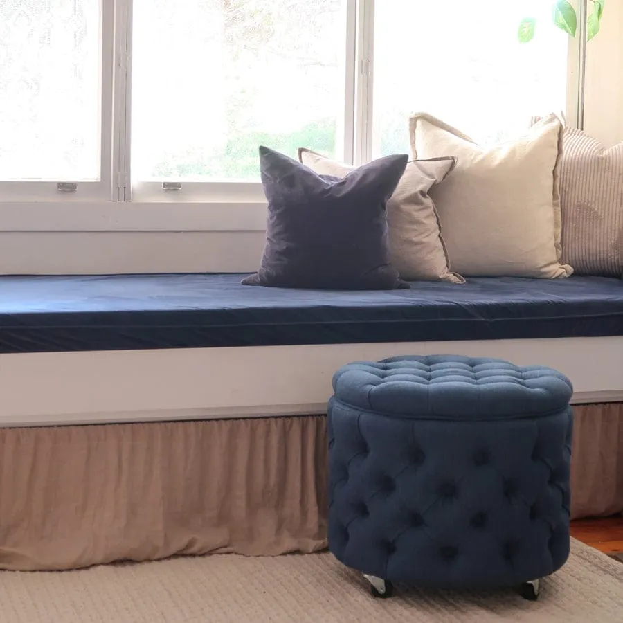 Emma Storage Ottoman Small Navy