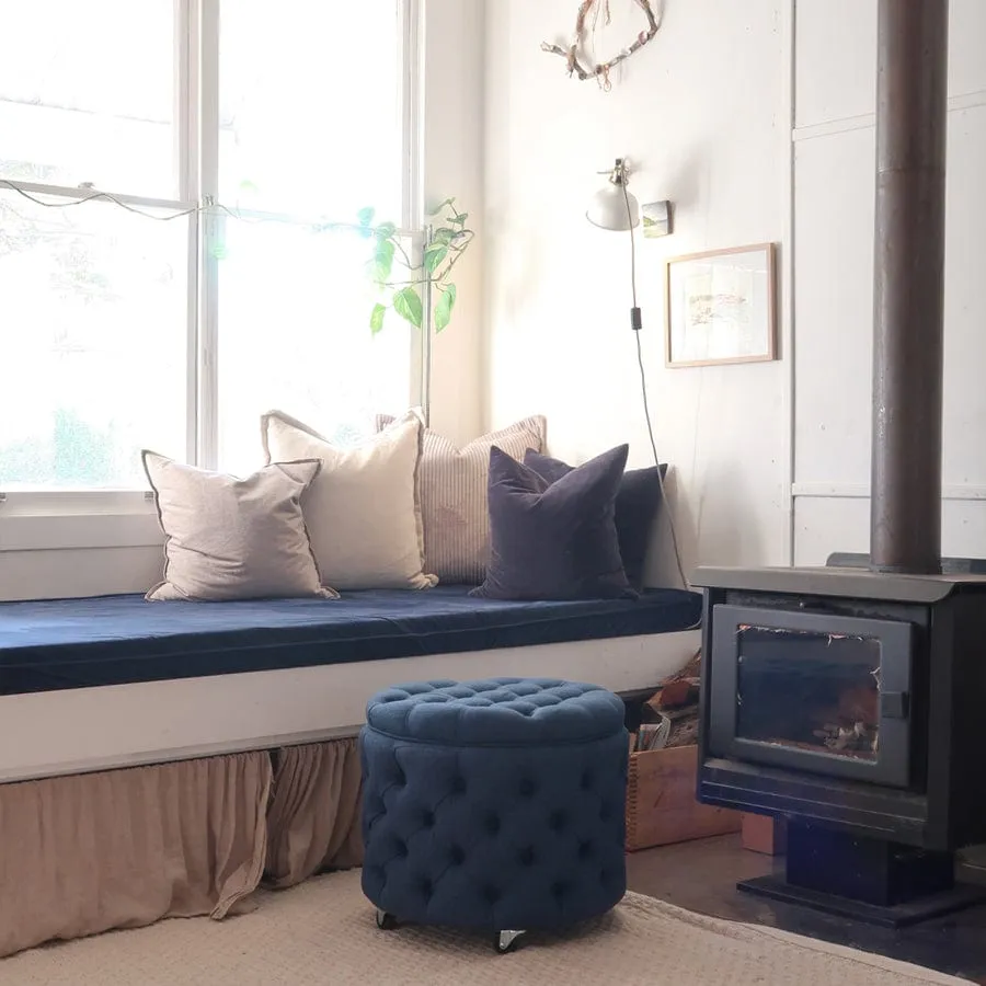 Emma Storage Ottoman Small Navy