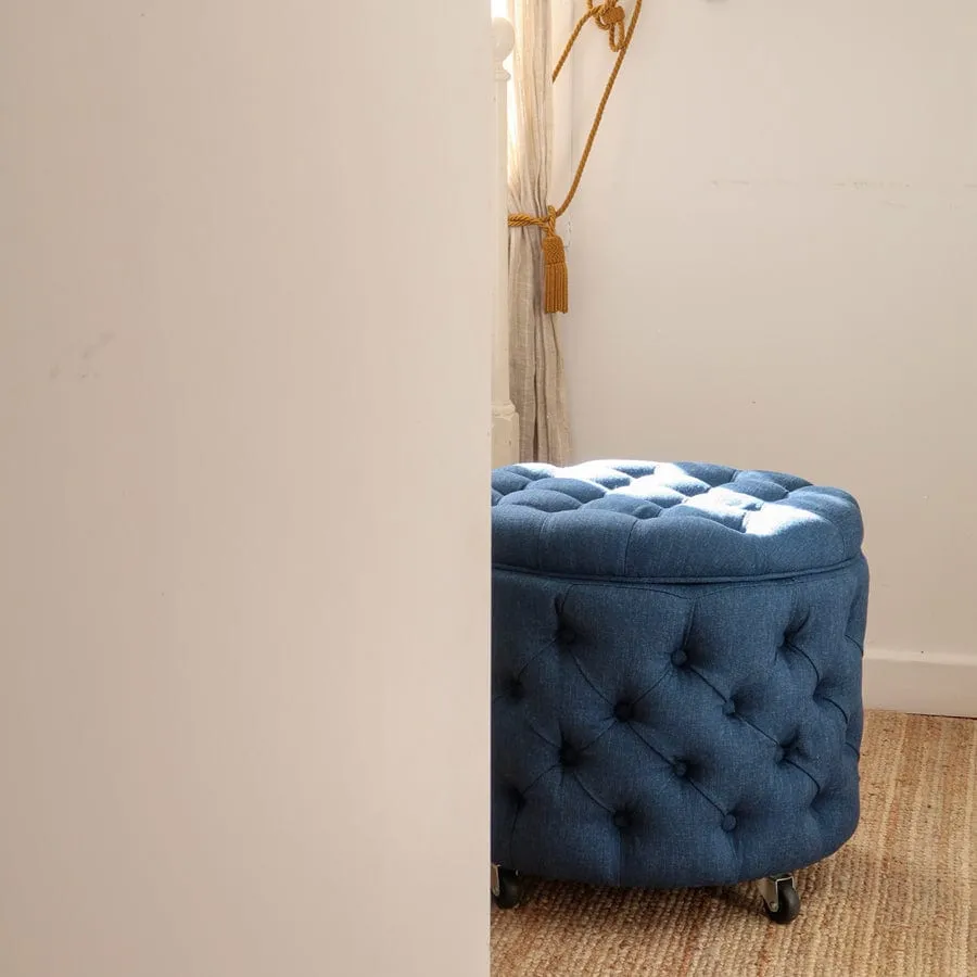 Emma Storage Ottoman Small Navy