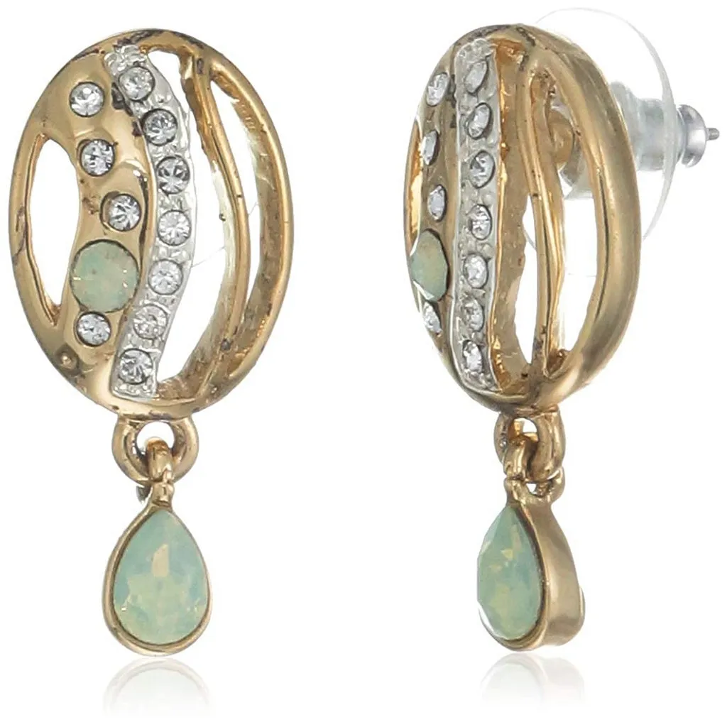 Estele - Gold Plated fancy pendant set with Austrian crystals and Mint Stones