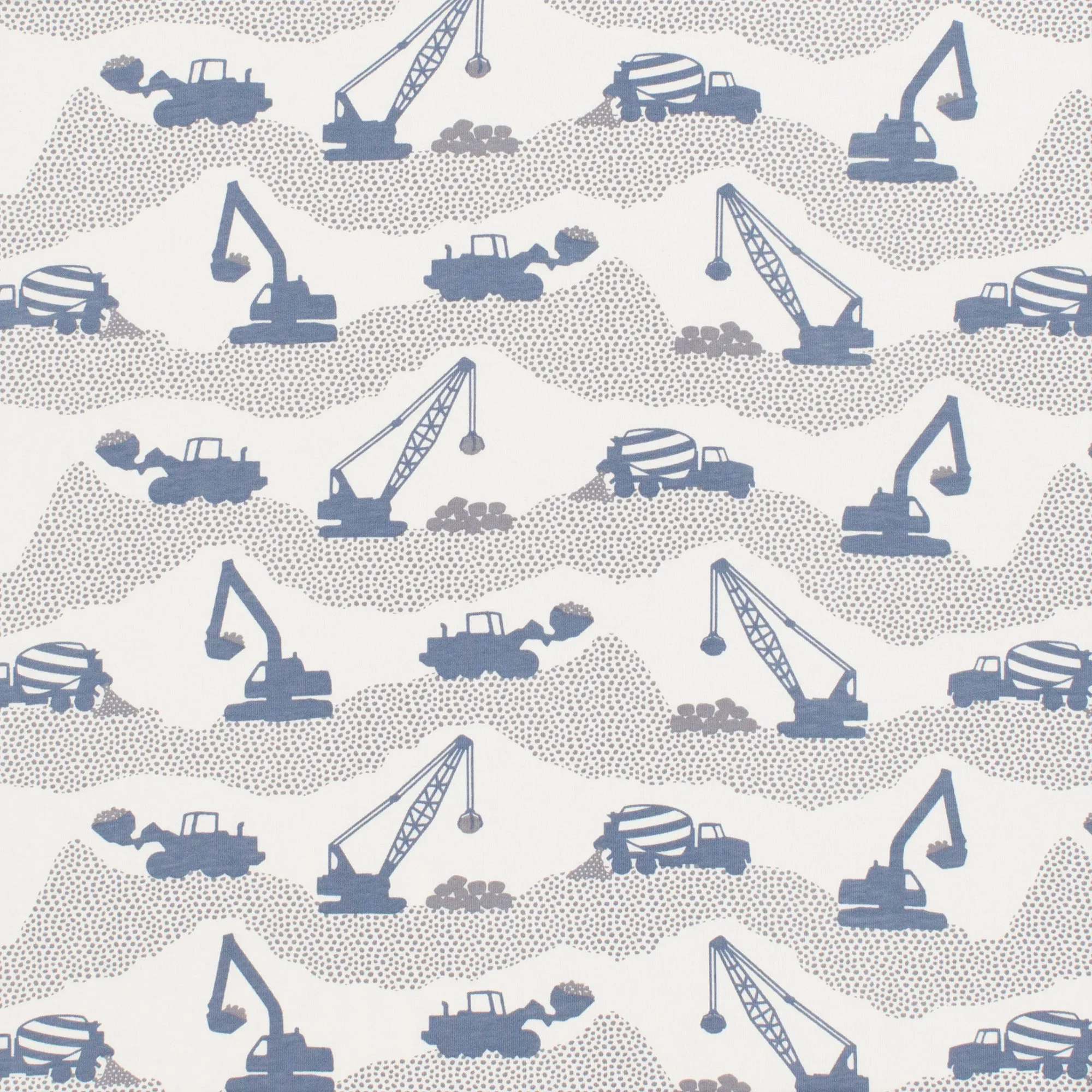 Fitted Crib Sheet - Construction Slate Blue & Grey