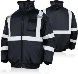 FONIRRA High Visibility Safety Bomber Jackets with Fleece Liner,ANSI Class 2 Reflective Waterproof Jacket for Men