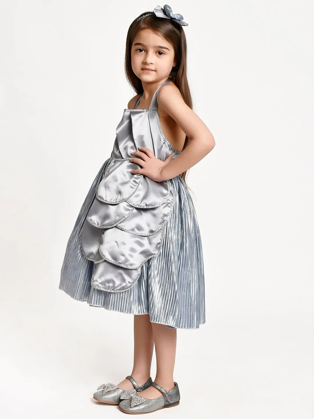 Grey Petals Dress with Hair Band