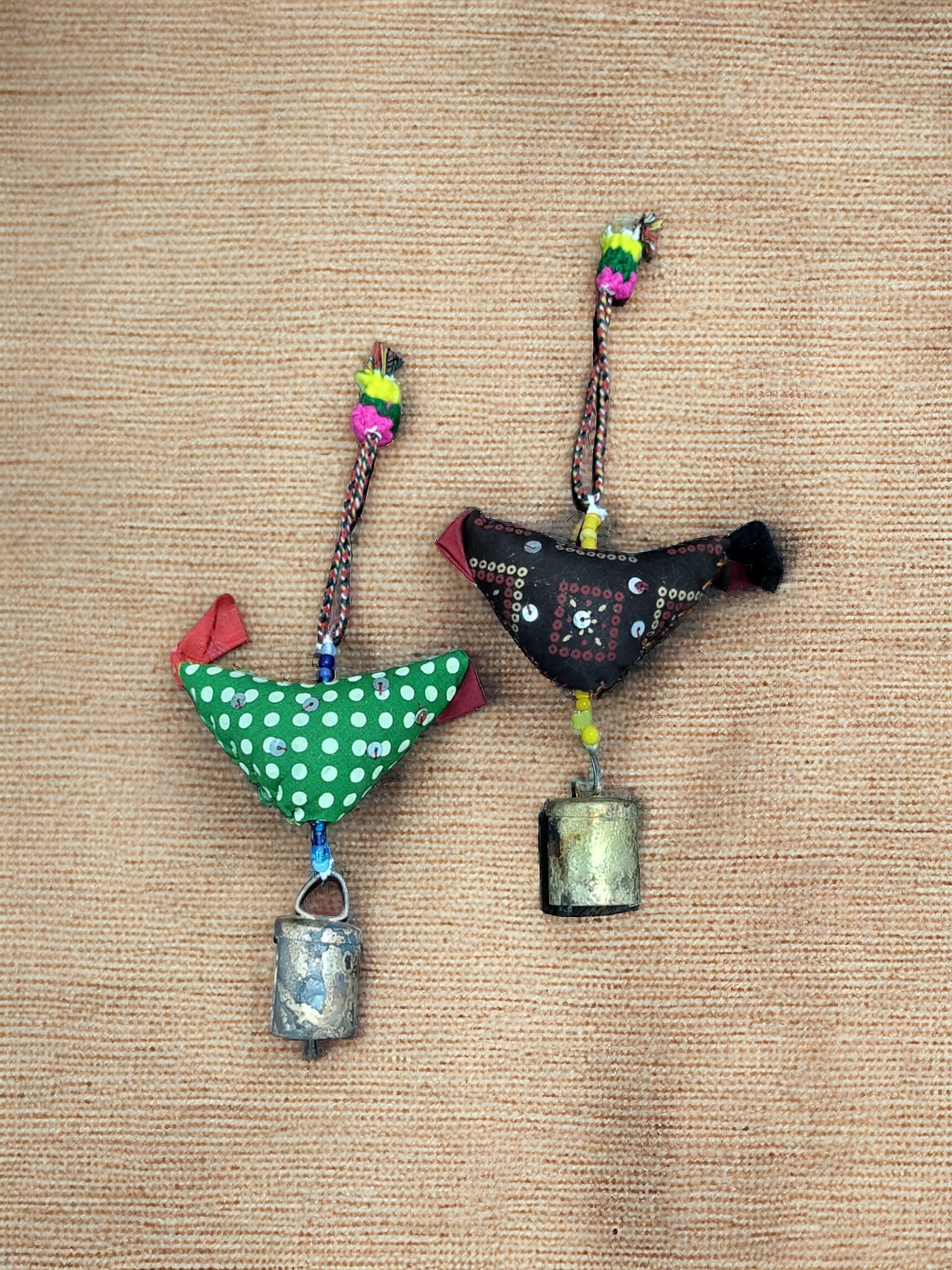 Handmade Cotton Tota Bird Bell , Cotton Stuffed Small Bird with Beads Bell Prosperity Hens Wholesale Lot