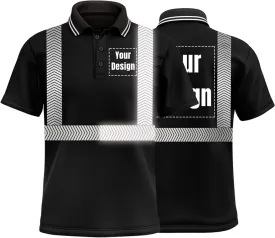 Hi Vis Safety Polo Shirt Custom Your Logo Short Sleeve T-Shirts with Reflective Strips