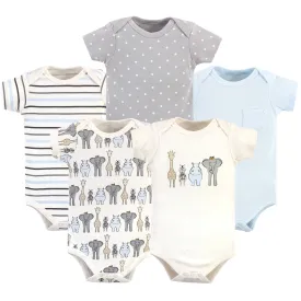 Hudson Baby Cotton Bodysuits, Royal Safari 5-Pack