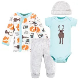 Hudson Baby Preemie Layette Set 4-Piece, Moose