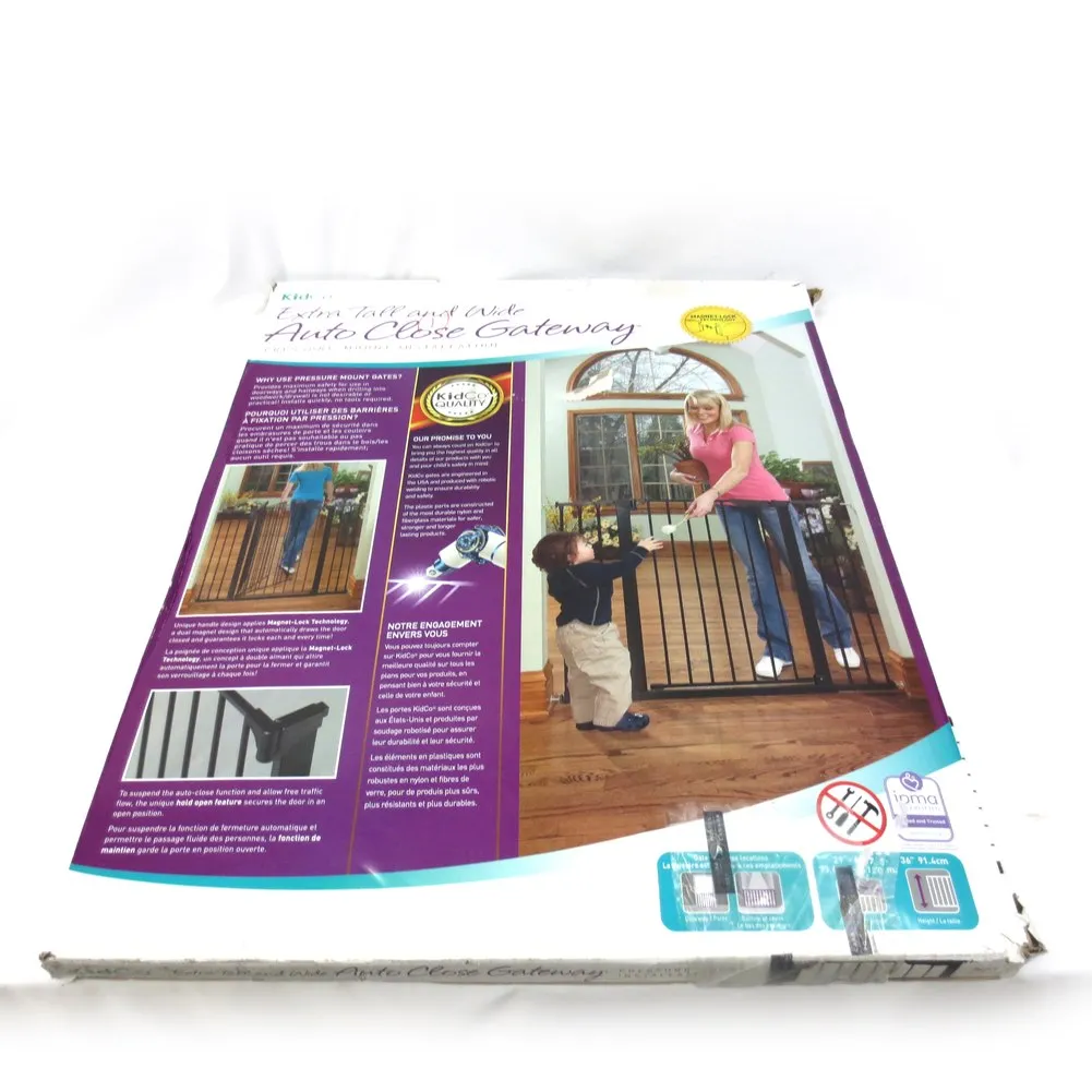 KidCo Tall & Wide Auto Close Gateway Pressure Mounted Gate - Black (79447) (Open Box)