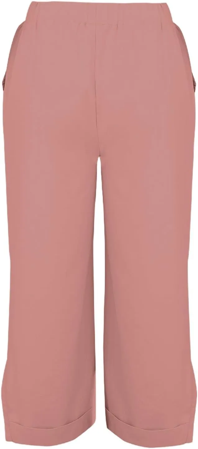 Linen Pants for Women Trendy Solid Straight Elastic Pant Long Drawstring Waist Cotton Casual Slit Plus Size Trousers