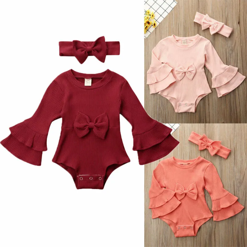Long Sleeve Ruffle Top w/Headband, 0-18m