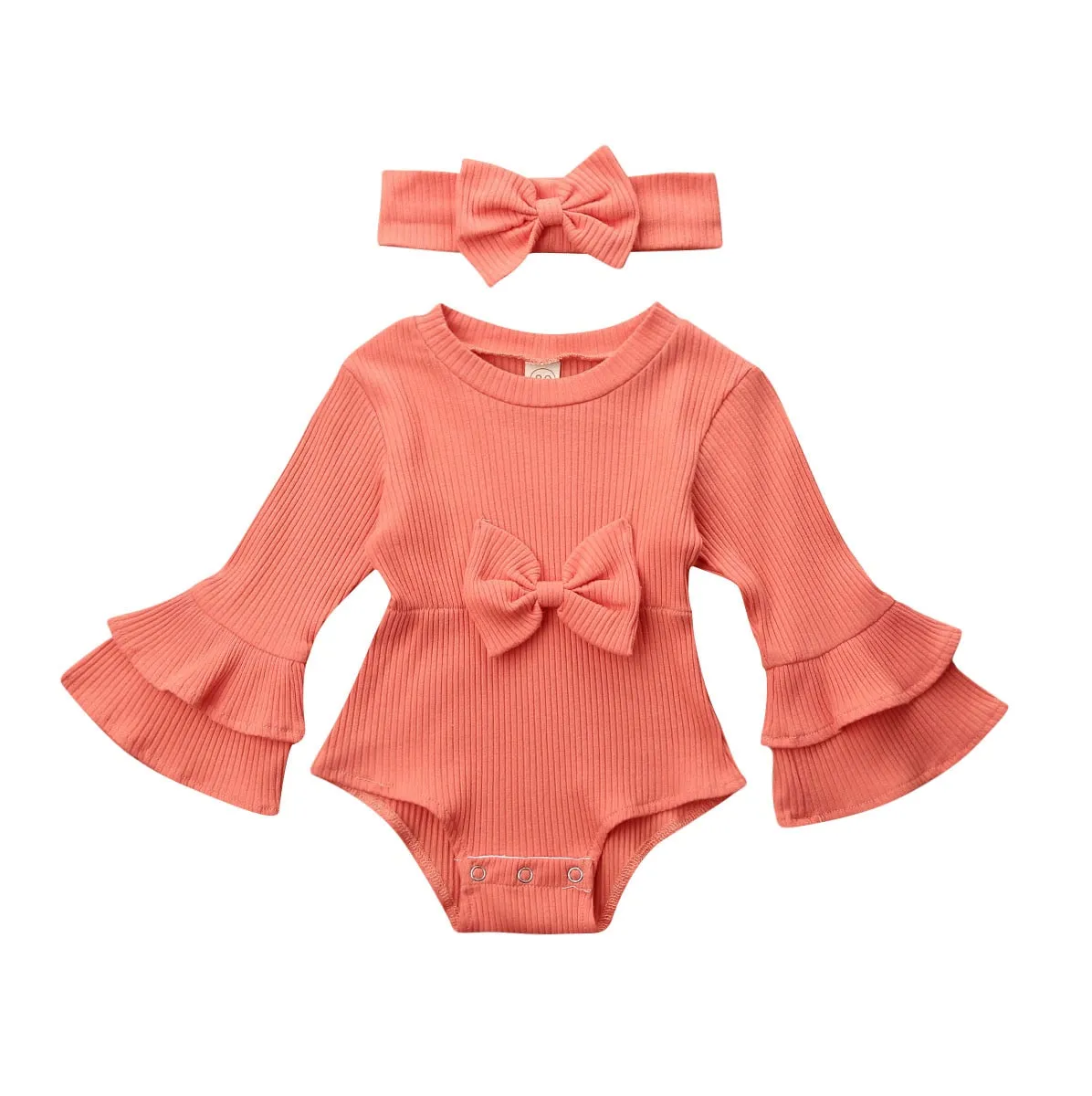 Long Sleeve Ruffle Top w/Headband, 0-18m
