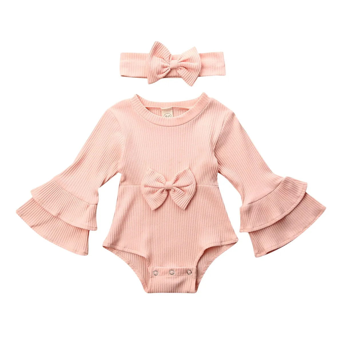 Long Sleeve Ruffle Top w/Headband, 0-18m