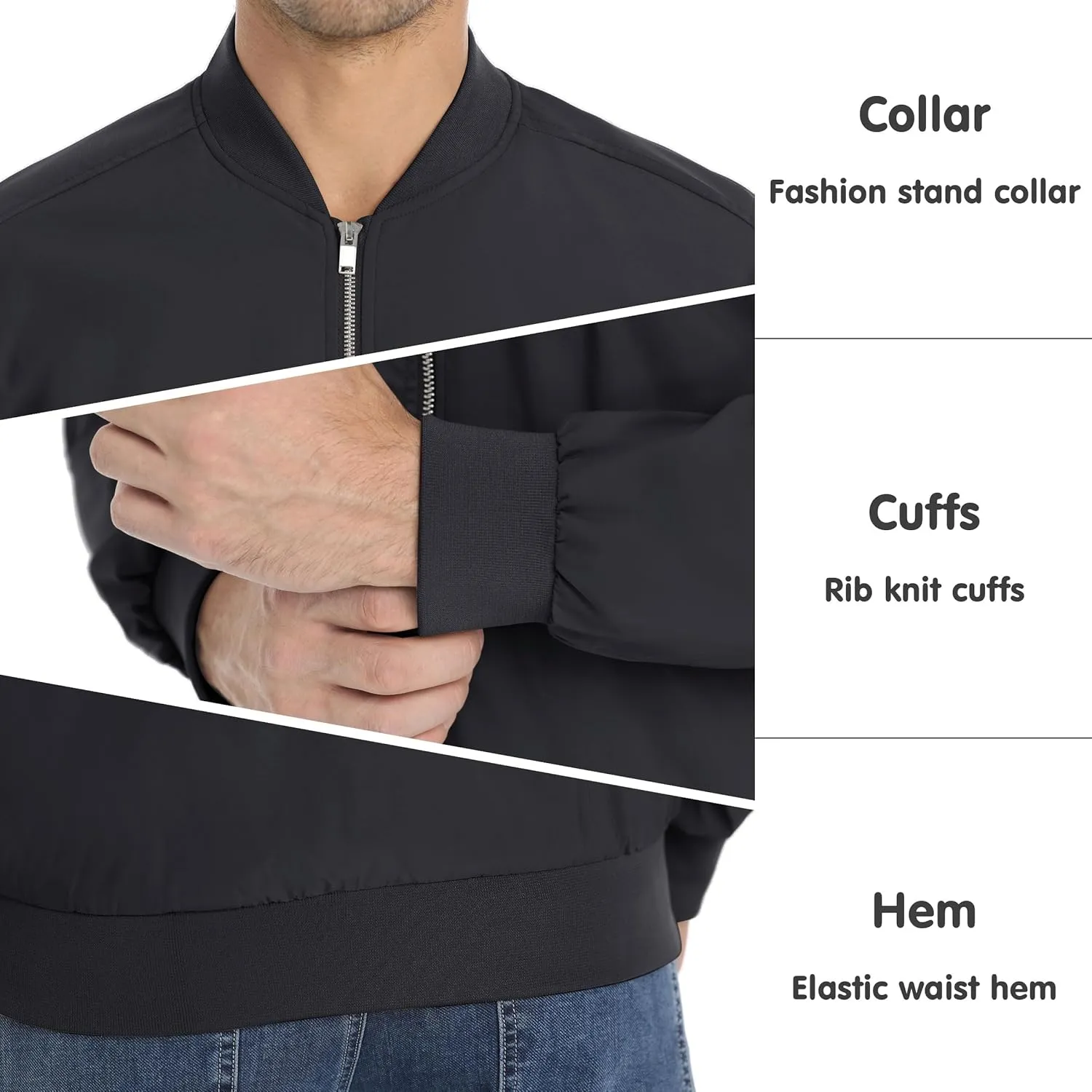 MAGNIVIT Men's Lightweight Bomber Jacket Windbreaker Casual Fall Spring Outdoor Coat