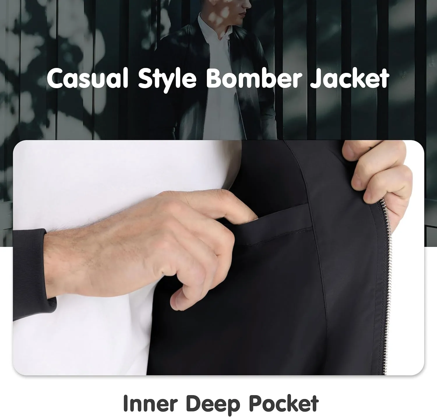 MAGNIVIT Men's Lightweight Bomber Jacket Windbreaker Casual Fall Spring Outdoor Coat