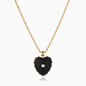 Malene Onyx Heart Rope Necklace