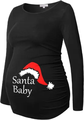 Maternity Shirt Long Sleeve Basic Top Ruch Sides Bodycon Tshirt for Pregnant Women