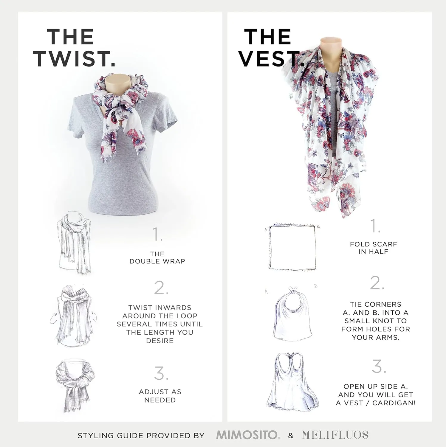 MELIFLUOS DESIGNED IN SPAIN Scarf for Women Lightweight Floral Flower Scarves for Summer Fall Shawl Wrap