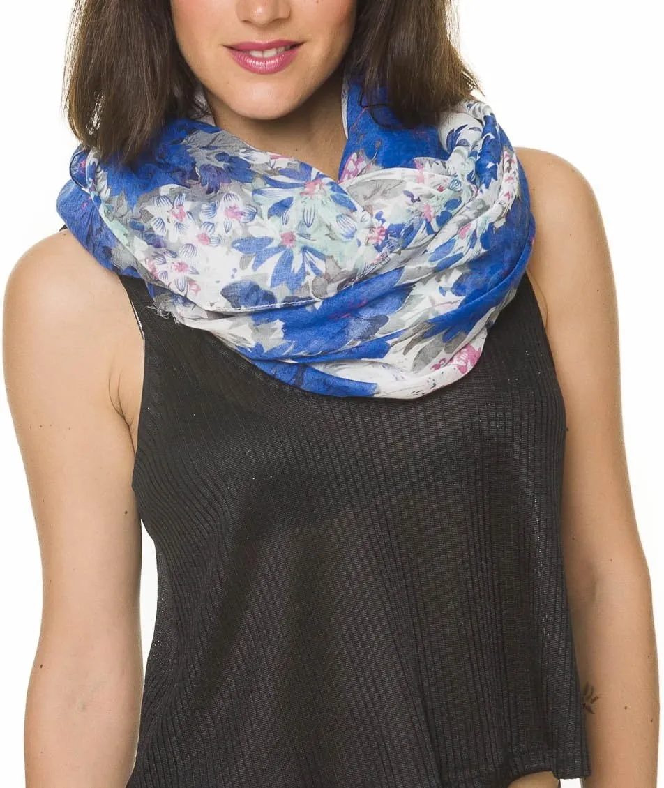 MELIFLUOS DESIGNED IN SPAIN Scarf for Women Lightweight Floral Flower Scarves for Summer Fall Shawl Wrap