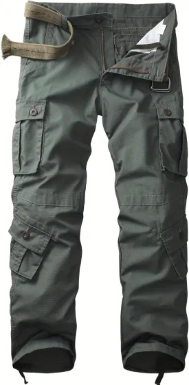 Men's Camo Cargo Work Pants Ripstop Lightweight Wild Army Military BDU Outdoor Trousers with 8 Pocktets (No Belt)