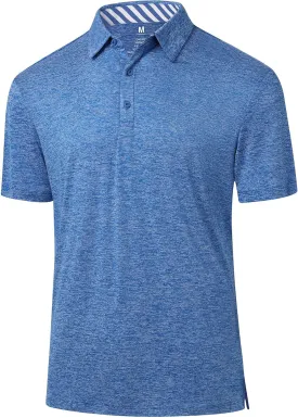 Men's Golf Polo Shirts Quick Dry Moisture Wicking Performance Stretch Short Sleeve Shirt Athletic Wrinkle-Free Summer Tops