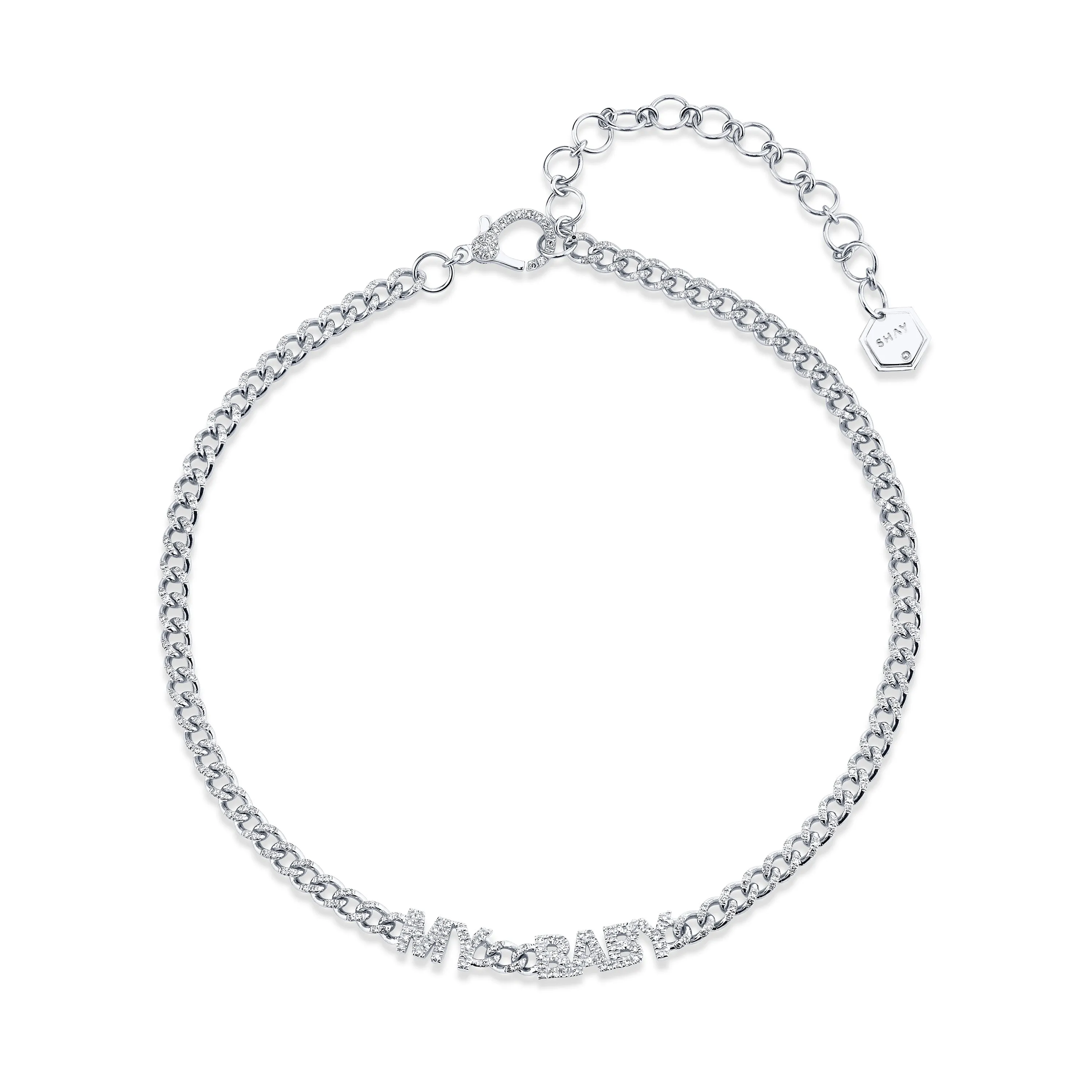 MINI ME DIAMOND PAVE "MY BABY" BABY LINK NECKLACE