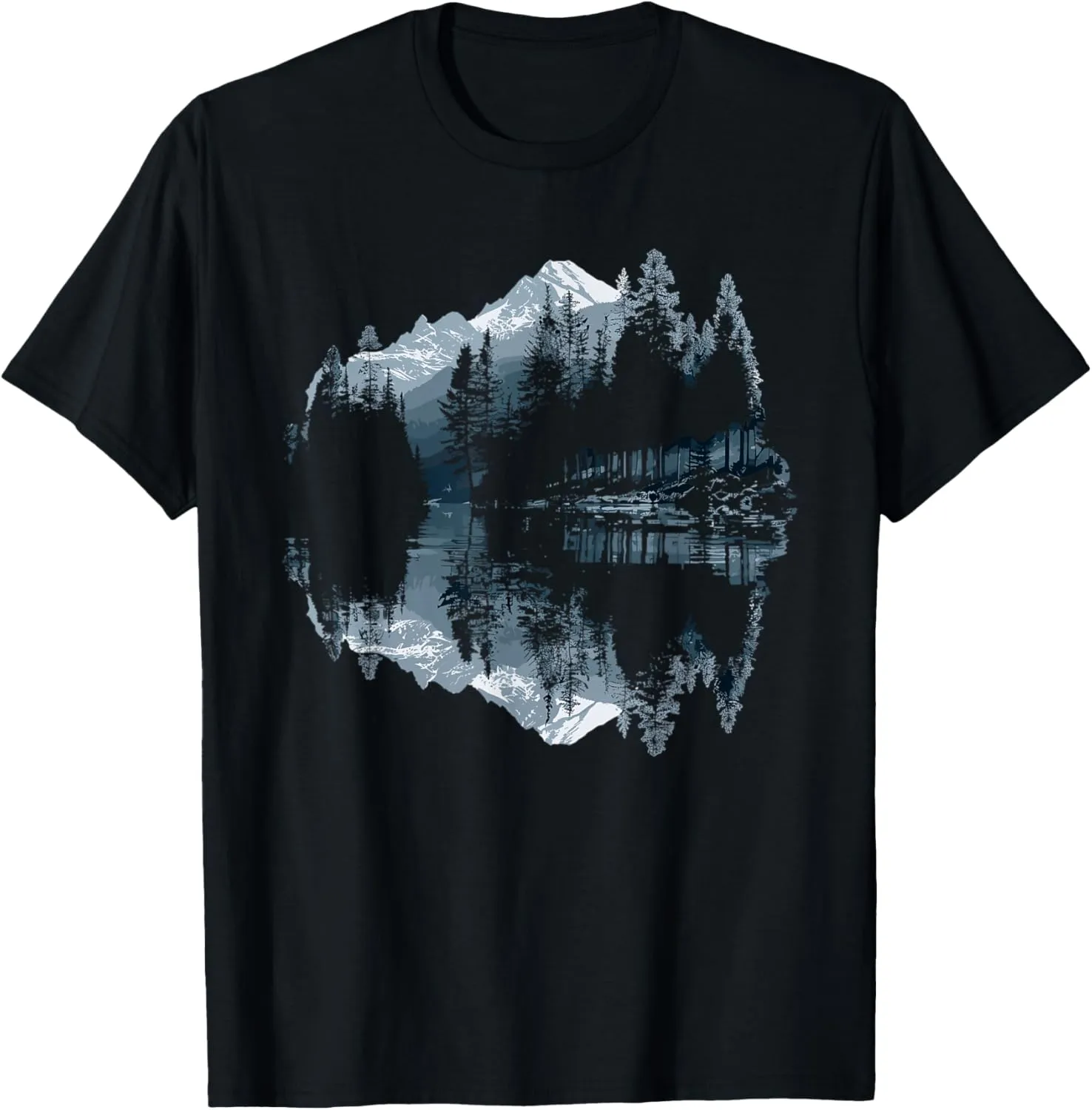 Mountain Landscape Reflection Forest Trees Outdoor Wildlife T-Shirt