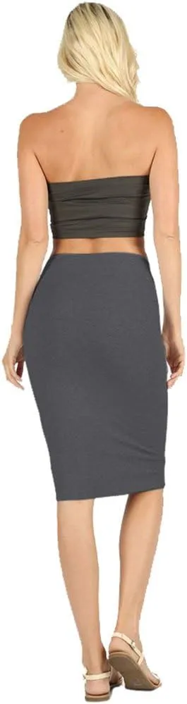 NioBe Clothing Women's High Waist Bodycon Midi Cotton Fitted Pencil Skirt