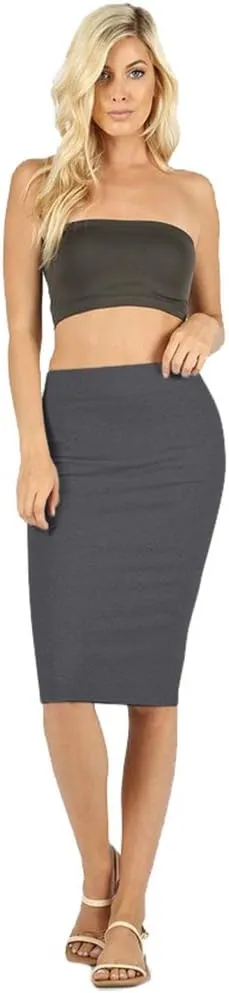NioBe Clothing Women's High Waist Bodycon Midi Cotton Fitted Pencil Skirt