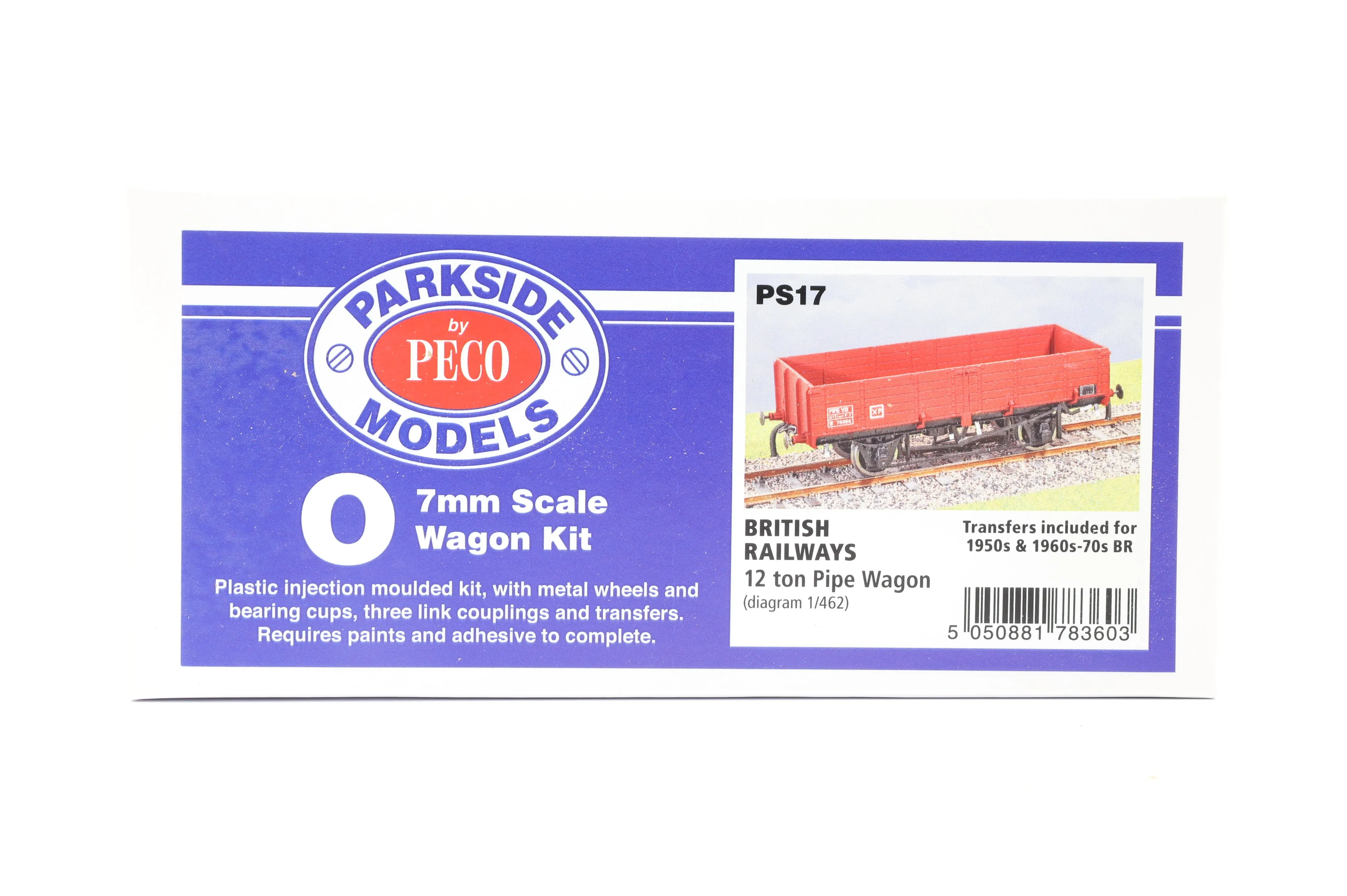 Parkside Dundas O Gauge PS17 BR 12 Ton Pipe Wagon Kit w/Wheels