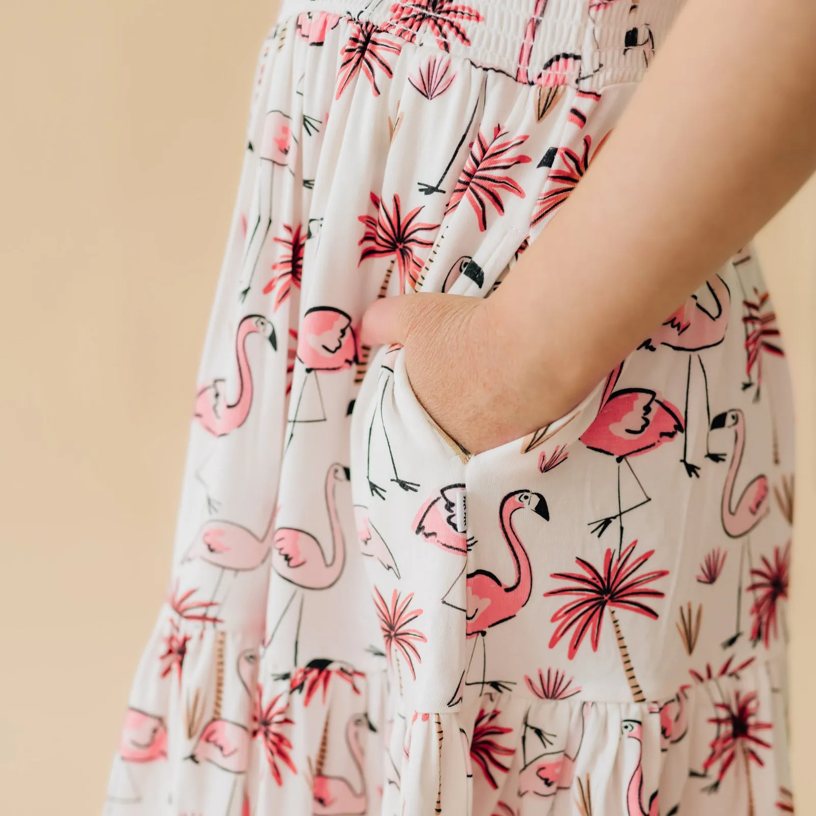 Pink Palms Tank Smocked Dress