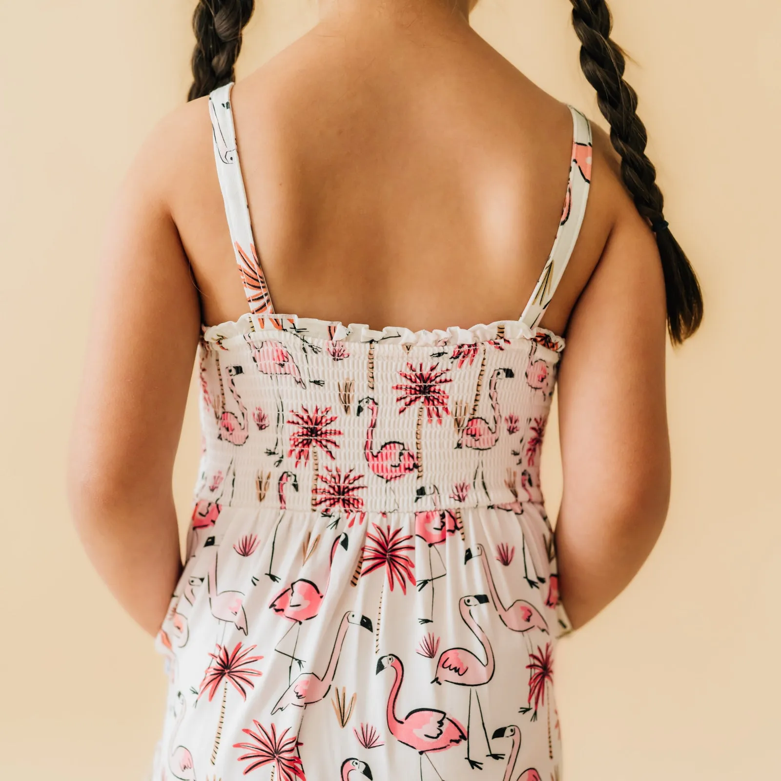 Pink Palms Tank Smocked Dress