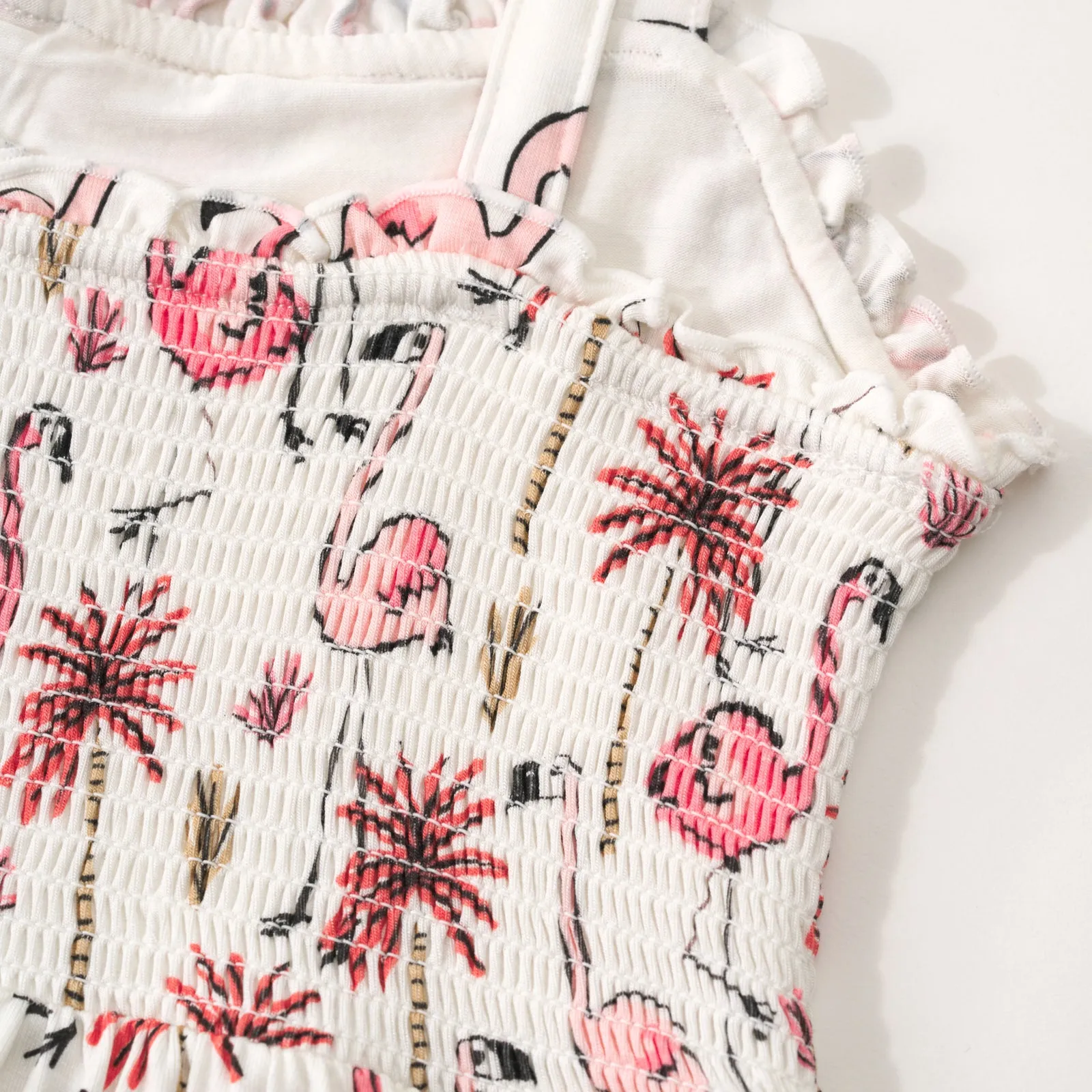 Pink Palms Tank Smocked Dress
