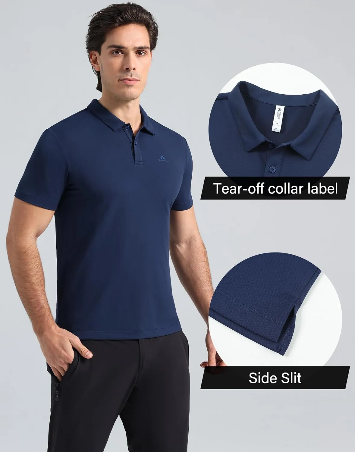 Pioneer Camp Men's Golf Shirt UPF 50  Quick Dry Polo Shirts Short Sleeve Moisture Wicking Performance Tees Collar Work Shirts