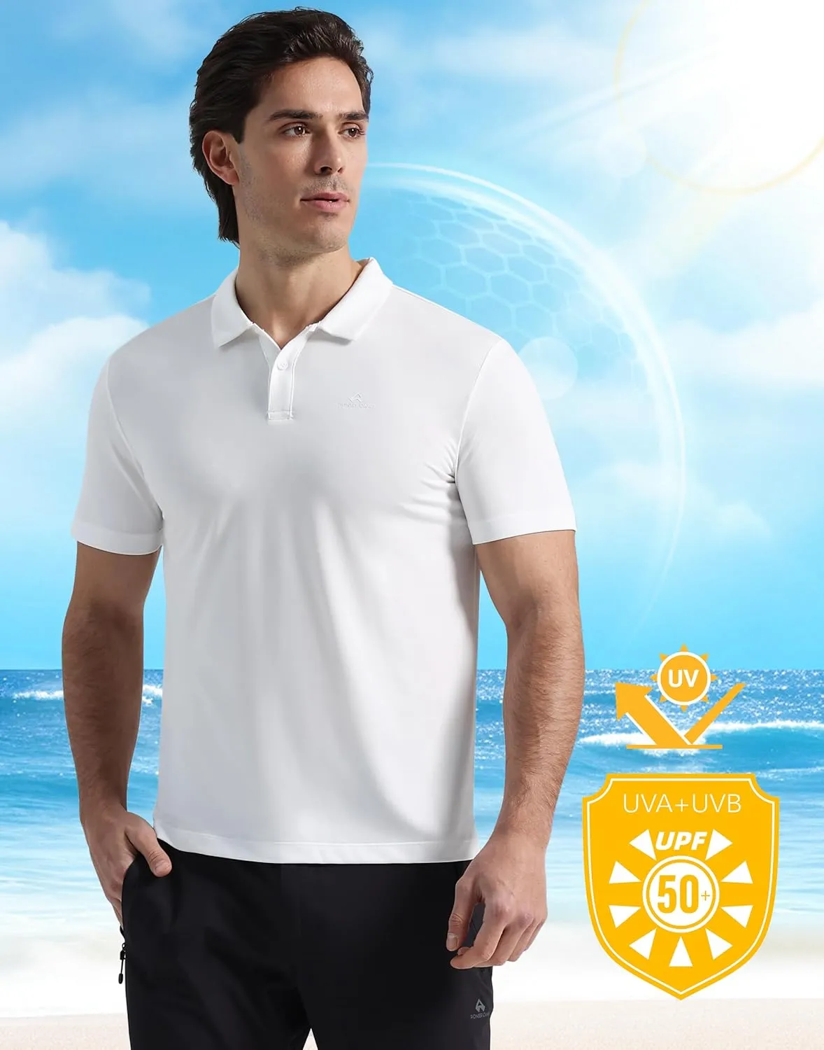 Pioneer Camp Men's Golf Shirt UPF 50  Quick Dry Polo Shirts Short Sleeve Moisture Wicking Performance Tees Collar Work Shirts