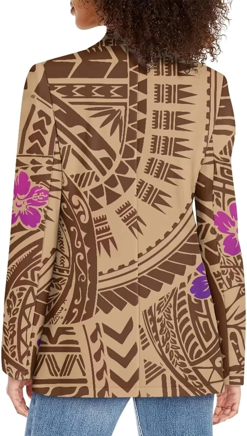 Polynesian Tribal Clothing Samoa Women's Puletasi Blazer Work Offic Blazer Jackets with Pockets Plus Size Blazer