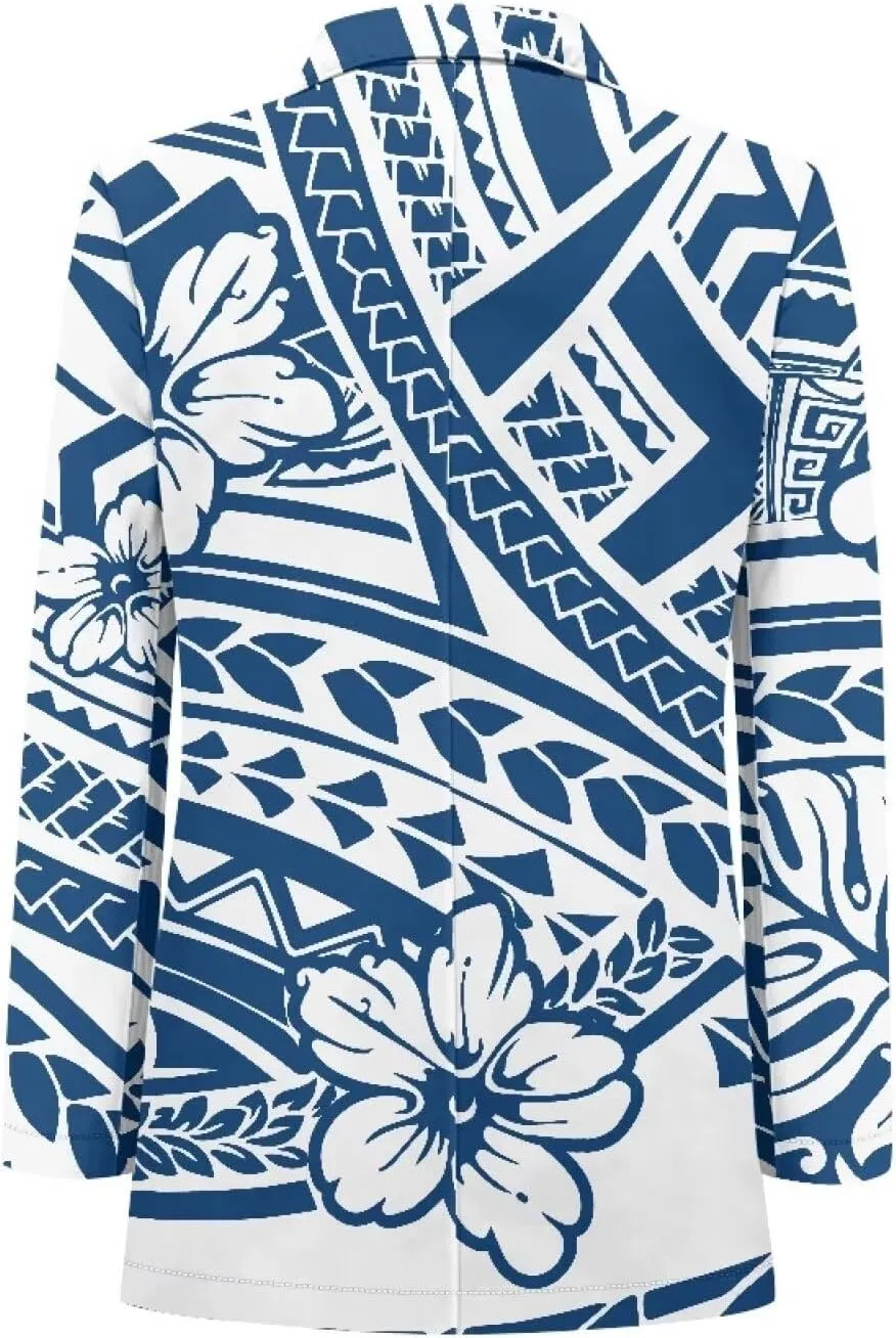 Polynesian Tribal Clothing Samoa Women's Puletasi Blazer Work Offic Blazer Jackets with Pockets Plus Size Blazer