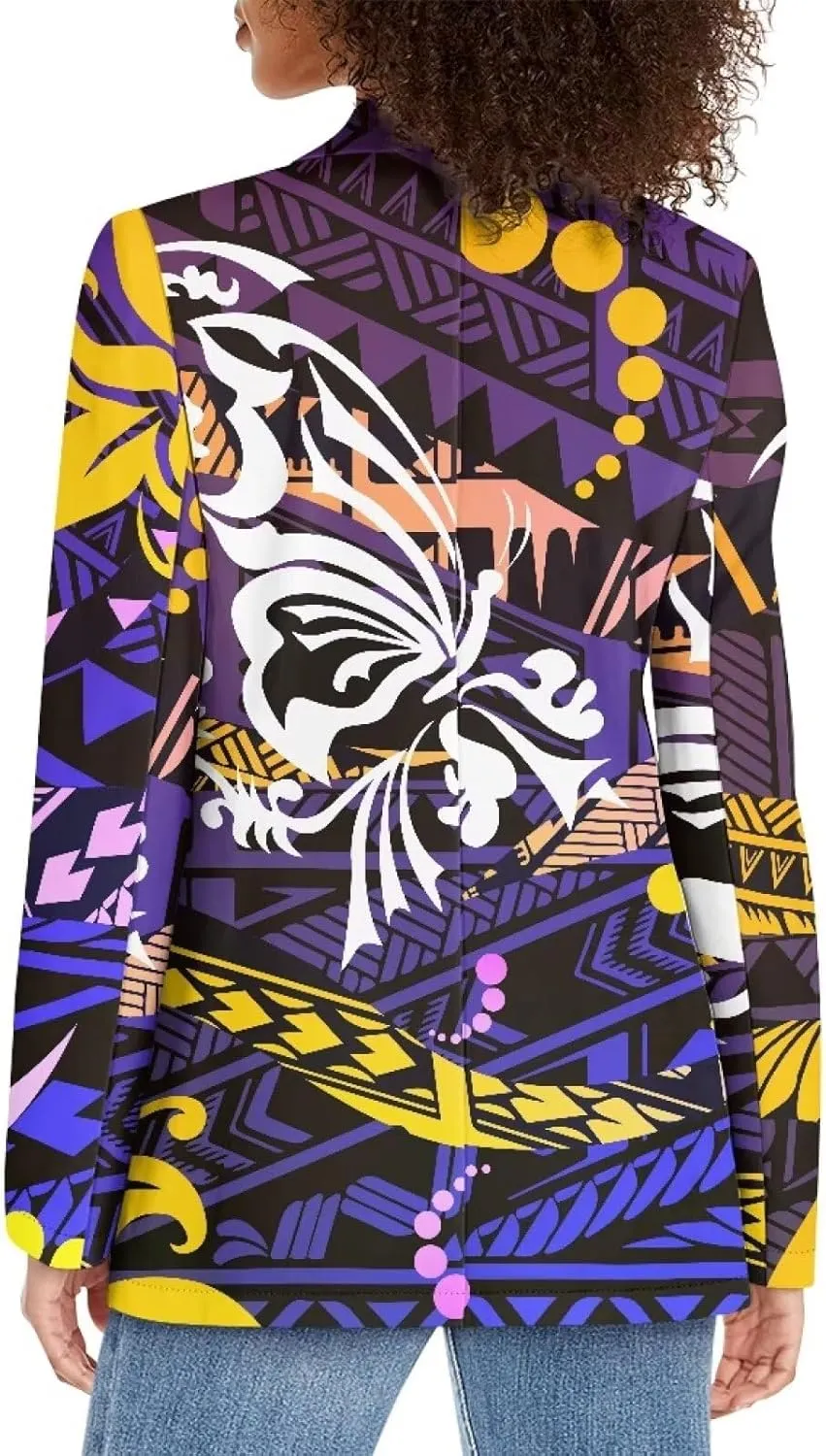 Polynesian Tribal Clothing Samoa Women's Puletasi Blazer Work Offic Blazer Jackets with Pockets Plus Size Blazer